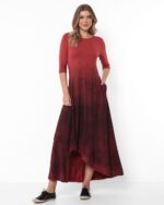 Vestido em Malha Estampado - Vermelho Granada - Imagem 3
