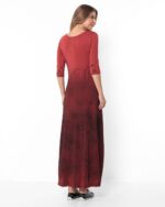Vestido em Malha Estampado - Vermelho Granada - Imagem 4