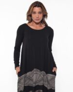 Vestido em Malha Estampado Manga Longa - Preto Street - Imagem 3