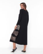 Vestido em Malha Estampado Manga Longa - Preto Street - Imagem 4