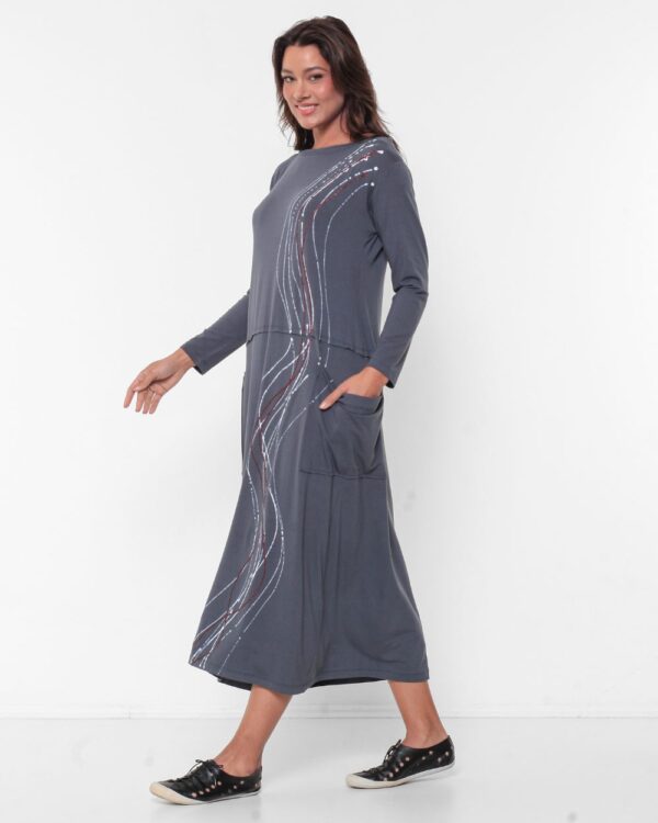 Vestido em Malha Manga Longa - Chumbo - Imagem 2