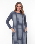 Vestido em Malha Manga Longa - Estampado Cinza - Imagem 2