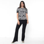 Blusa Feminina Estampada Tie Dye Com Mangas Curtas - Preto - Imagem 3