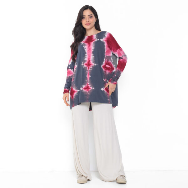 Blusa em Malha Estampada Tie Dye - Chumbo - Imagem 2