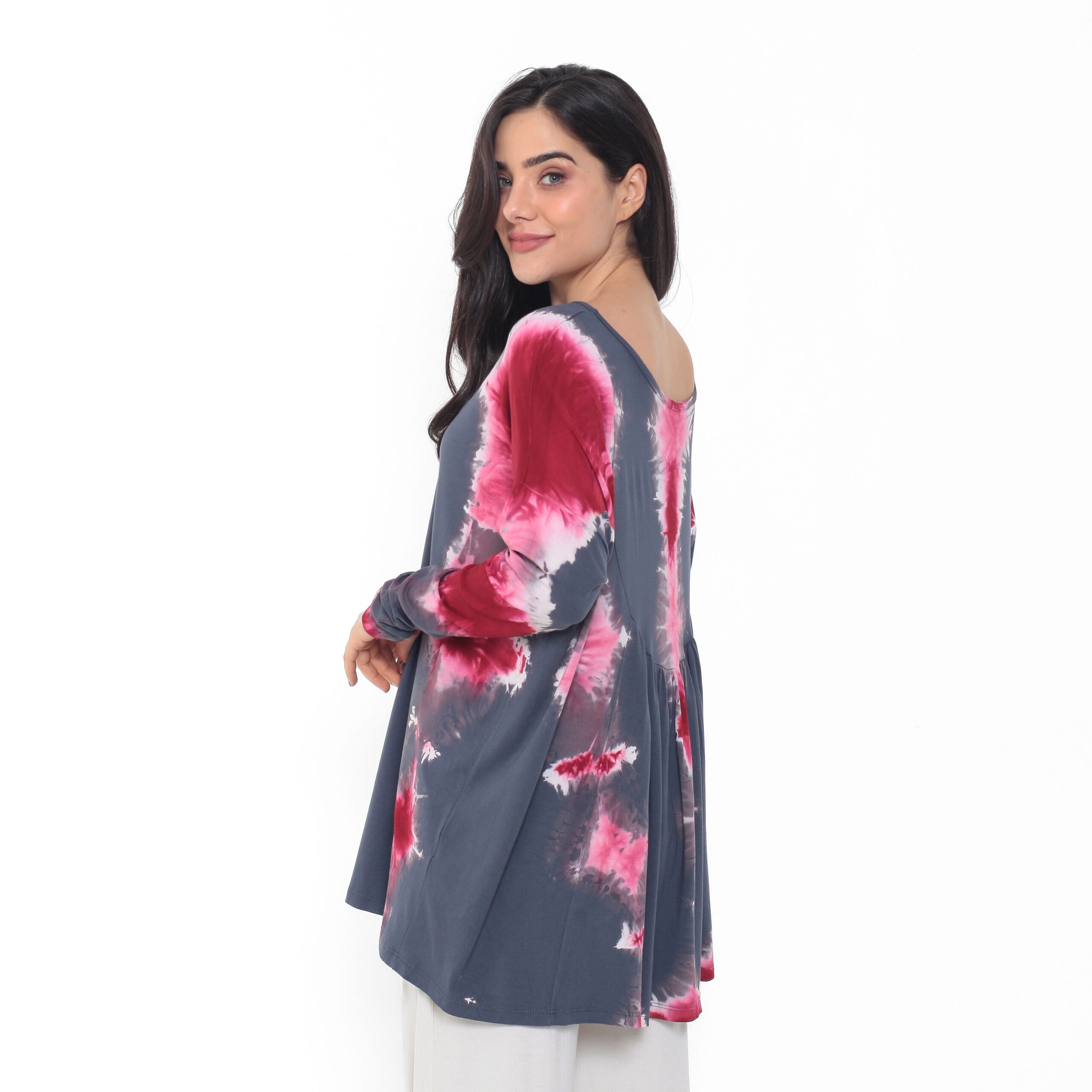 IMG_7198 Blusa em Malha Estampada Tie Dye - Chumbo - Imagem 4