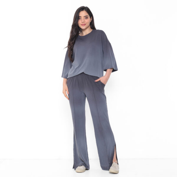 Conjunto Feminino em Malha Estonada - Chumbo - Imagem 1