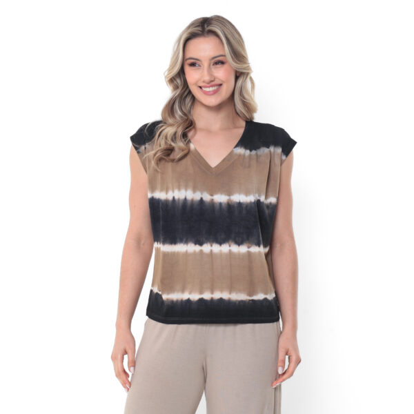 Blusa em Malha Estampada - Bicolor - Imagem 1