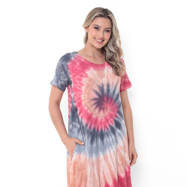 Vestido em Malha Tie Dye Manga Curta - Imagem 2