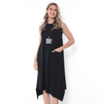 Vestido Básico em Malha Sem Mangas Com Bolsos - Preto - Imagem 3