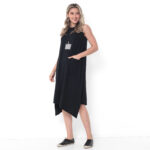 Vestido Básico em Malha Sem Mangas Com Bolsos - Preto - Imagem 4