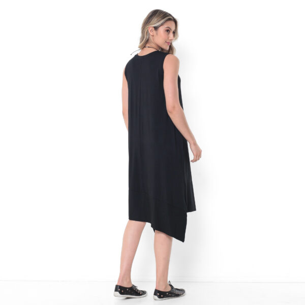 Vestido Básico em Malha Sem Mangas Com Bolsos - Preto - Imagem 5