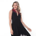 Vestido Babado em Malha Estampado - Preto - Imagem 2