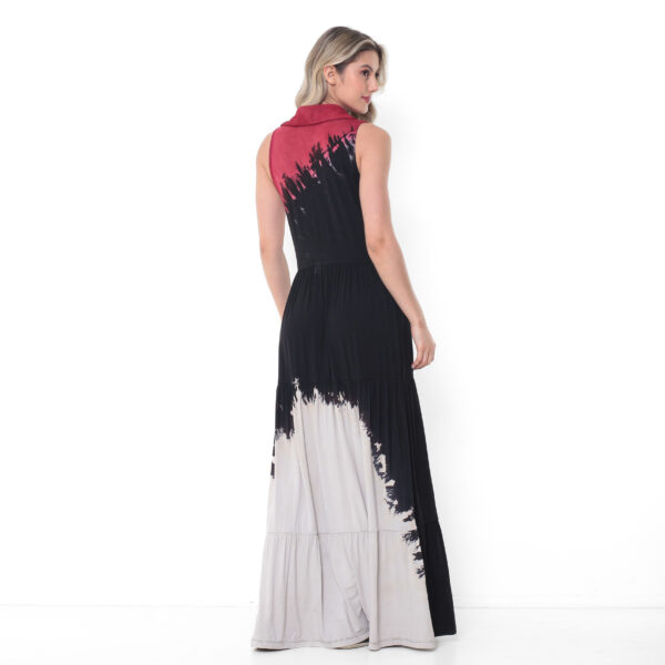 Vestido Babado em Malha Estampado - Preto - Imagem 4