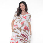 Vestido em Malha Estampado Manga Curta - Off - Imagem 2