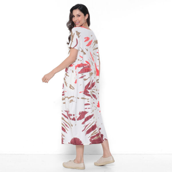 Vestido em Malha Estampado Manga Curta - Off - Imagem 5