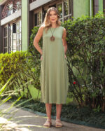 Vestido sem Manga Liso em Malha - Street - Imagem 2
