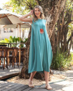 Vestido sem Manga Liso em Malha - Street