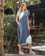 Vestido Tie Dye em Malha Manga Curta - Azul - Imagem 4