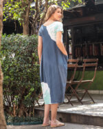 Vestido Tie Dye em Malha Manga Curta - Azul - Imagem 5
