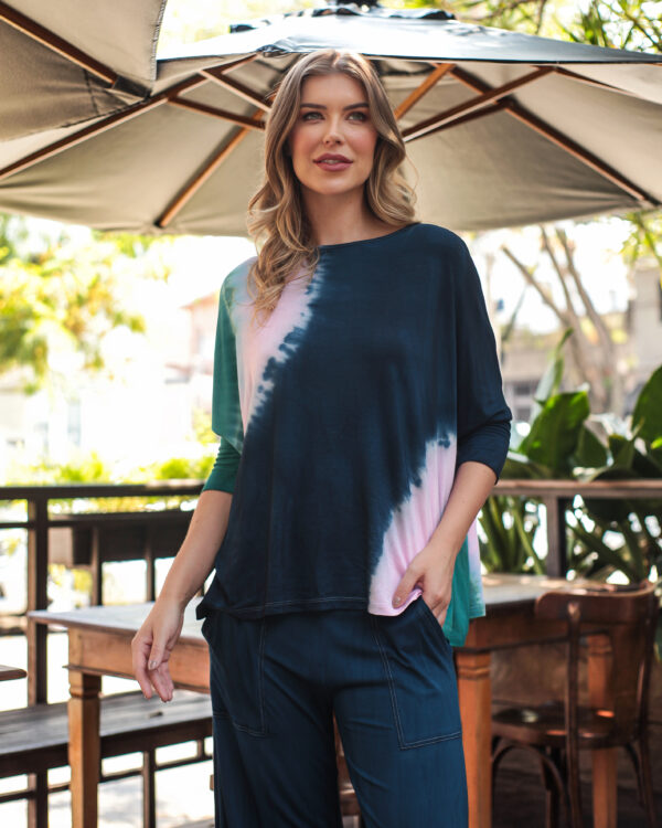 Conjunto Feminino em Malha Tie Dye - Azul - Imagem 2
