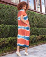 Vestido Decote V Tie Dye Manga Curta - Listrada - Imagem 5