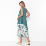 Vestido em Malha Estampado Sem Manga Com Bolsos - Turquesa - Imagem 5