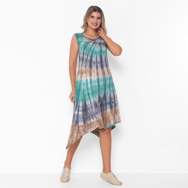 Vestido Feminino em Malha Tie Dye Sem Manga - Imagem 3