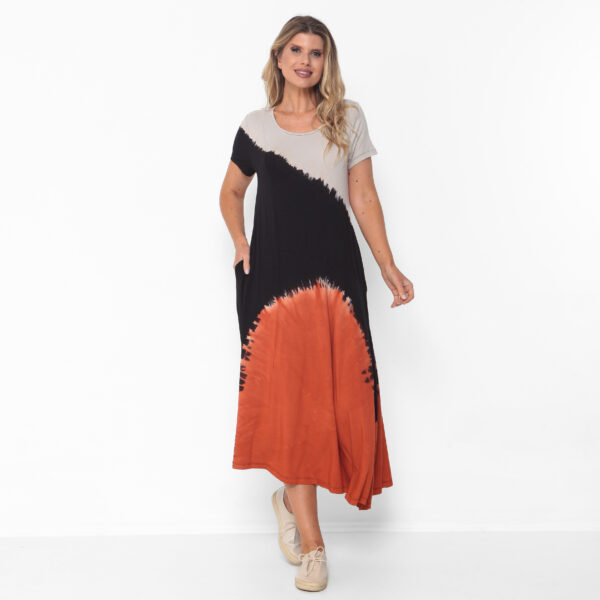 Vestido em Malha Estampado - Preto - Imagem 1