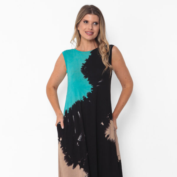 Vestido em Malha Estampado Com Bolsos - Preto - Imagem 2