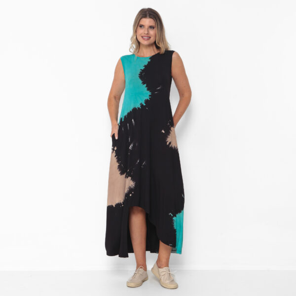 Vestido em Malha Estampado Com Bolsos - Preto - Imagem 3
