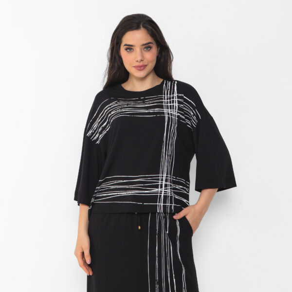 Conjunto em Malha Estampado - Preto - Imagem 2