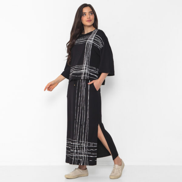 Conjunto em Malha Estampado - Preto - Imagem 1
