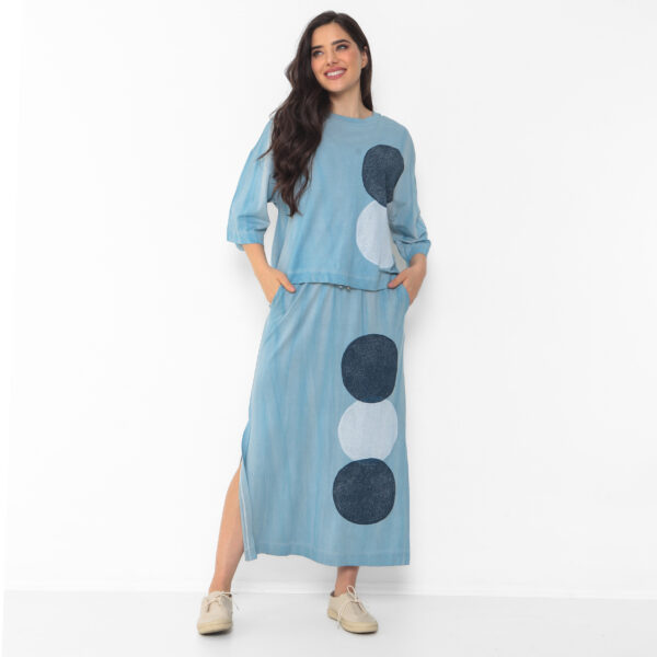 Conjunto Feminino em Malha Estampado - Azul Bolas - Imagem 4