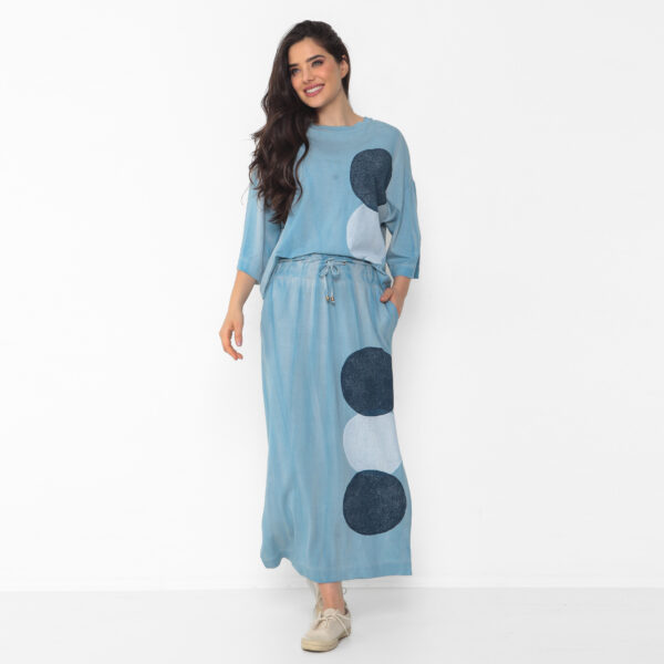 Conjunto Feminino em Malha Estampado - Azul Bolas - Imagem 1