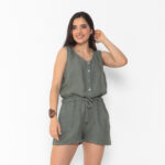 Macaquinho Feminino em Linho Com Bolsos - Imagem 4