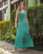 Vestido Franzido em Malha Estampado - Verde - Imagem 3