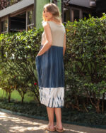 Vestido Sem Manga Estampado em Malha Com Bolsos - Bicolor - Imagem 5