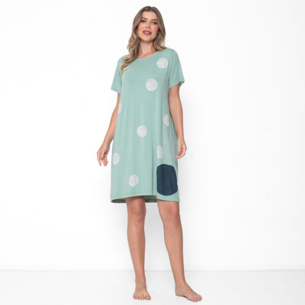 Sleep Wear em Malha Estampado - Turquesa - Imagem 1