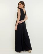 Macacão Feminino Em Malha Com Bolsos e Sem Mangas - Preto - Imagem 4