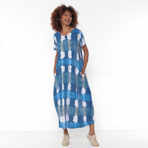 Vestido Em Malha Estampado Com Bolsos - Xadrez - Imagem 1