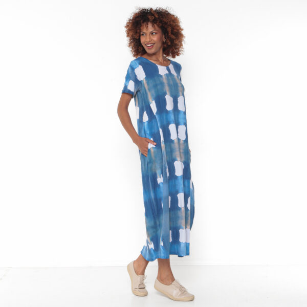 Vestido Em Malha Estampado Com Bolsos - Xadrez - Imagem 3
