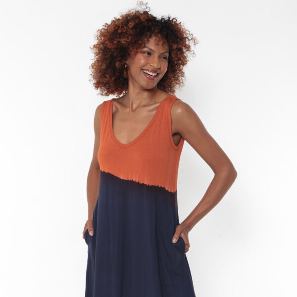 Vestido Em Malha Estampado Com Bolsos - Marinho - Imagem 4