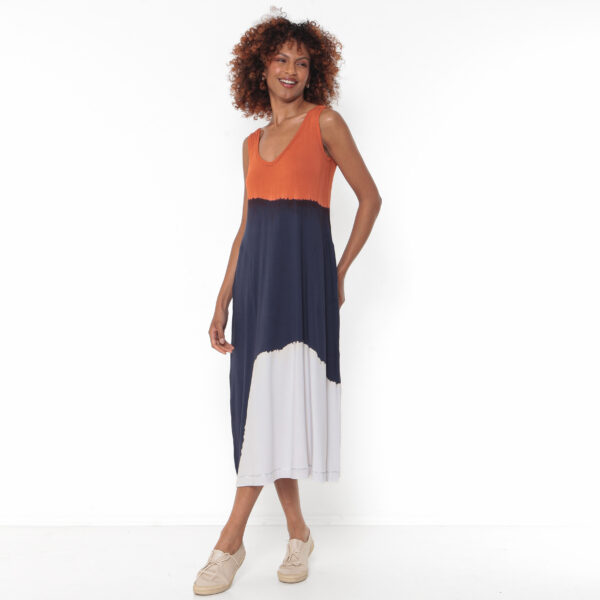 Vestido Em Malha Estampado Com Bolsos - Marinho - Imagem 2