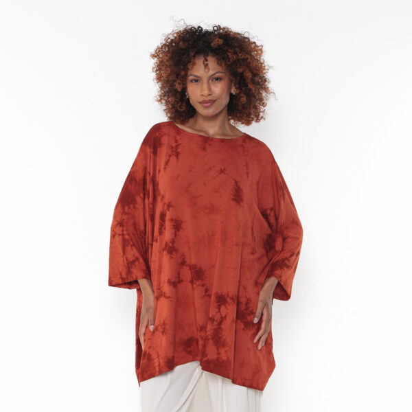 Blusa Feminina Em Malha Estampada - Laranja - Imagem 1