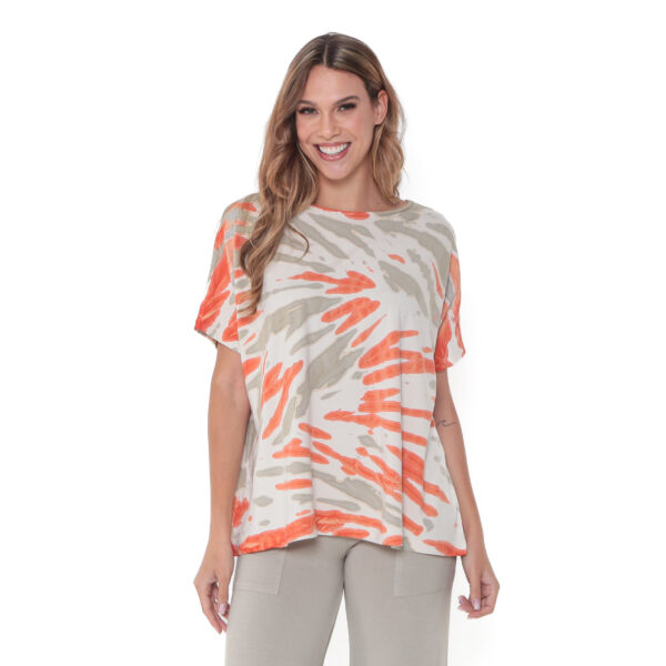 Blusa Feminina Estampada De Malha - Bicolor - Imagem 1