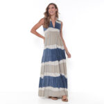 Vestido Em Malha Estampado Com Babado Sem Mangas - Listrado - Imagem 2