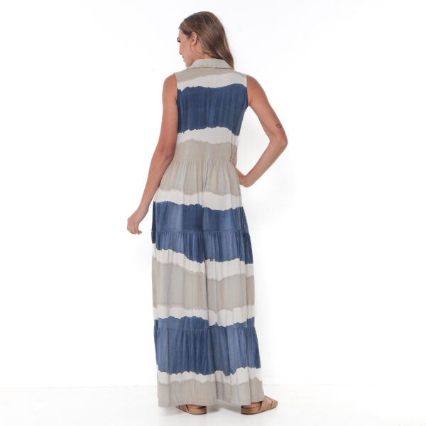 Vestido Em Malha Estampado Com Babado Sem Mangas - Listrado - Imagem 5