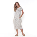Vestido Em Malha Estampado Com Bolsos - Areia - Imagem 4