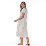 Vestido Em Malha Estampado Com Bolsos - Areia - Imagem 5