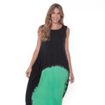 Vestido Em Malha Estampado Com Bolsos Sem Mangas - Bicolor
